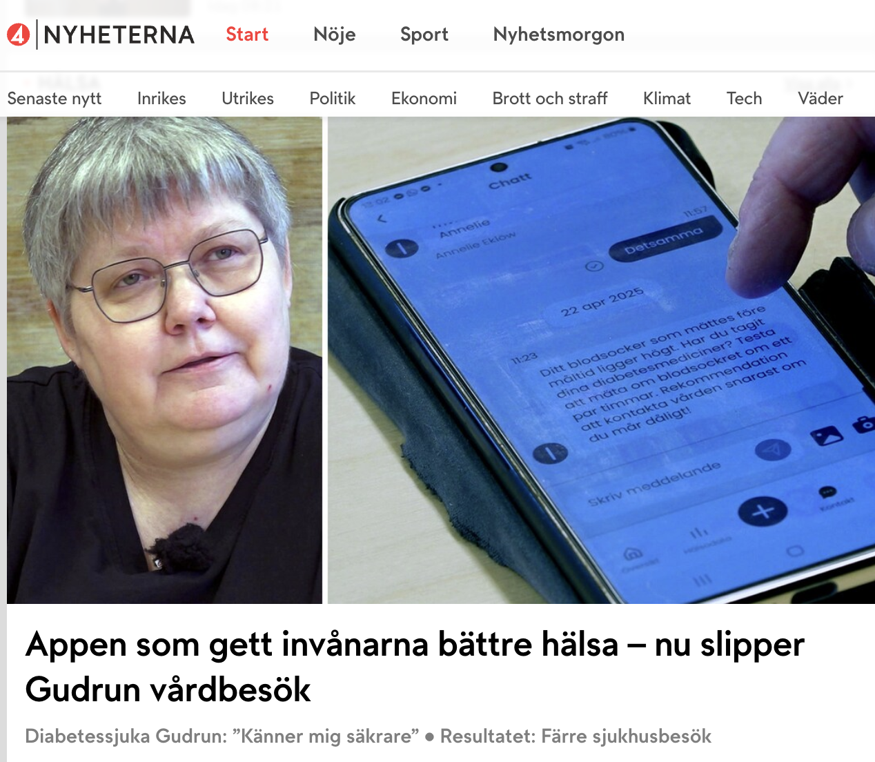 Artikel tv4.se startsida